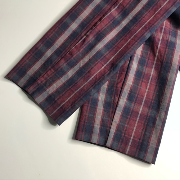 RAG & BONE Simone Burgundy Navy Grey Plaid High Rise Ankle Cropped Pants Size 4 - Picture 14 of 16